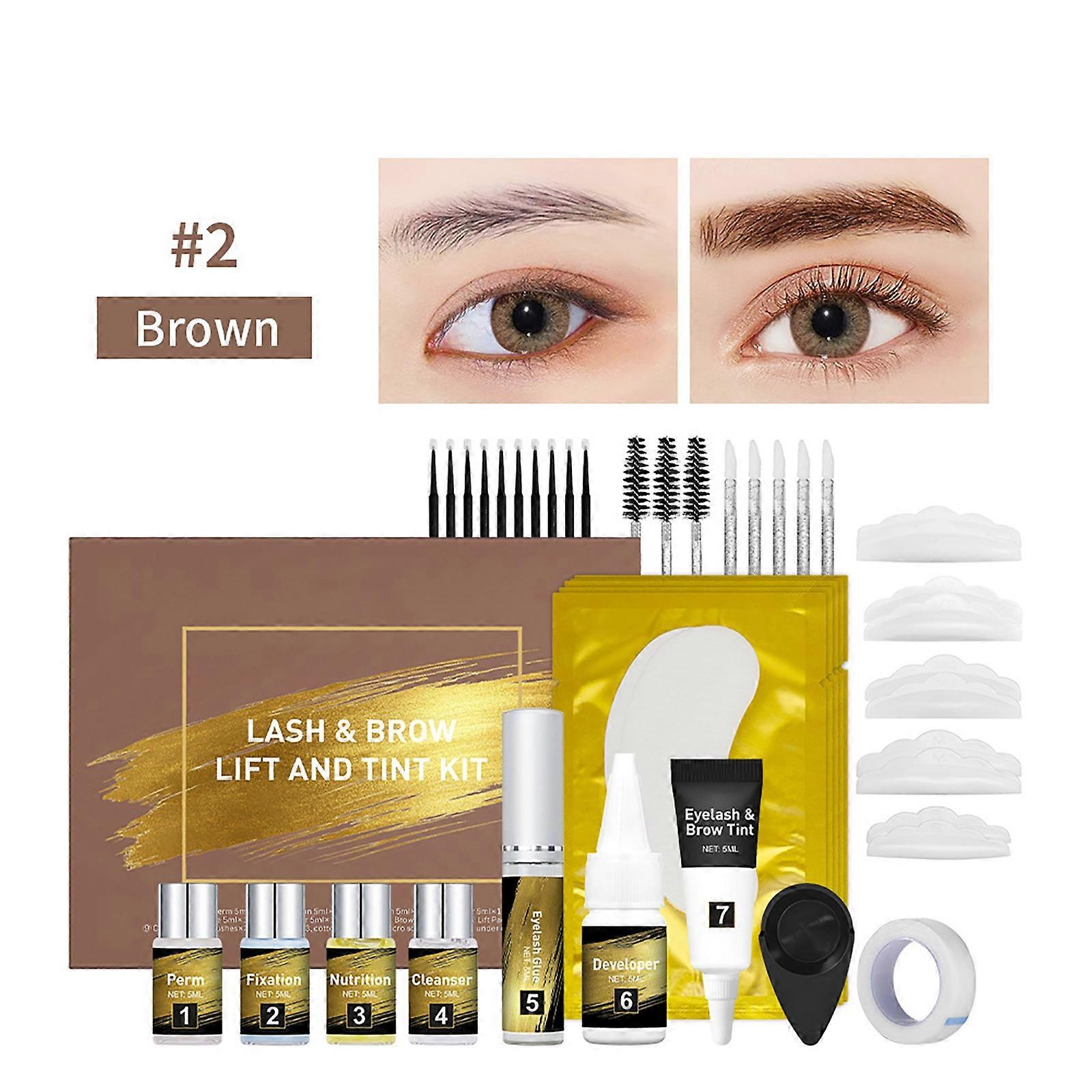 Hot Dyeing Eyebrow And Eyelash Set Keratin Roll Eyelash Curling Eyebrow Dyeing And Perming 2-in-1 Box Product 35ml