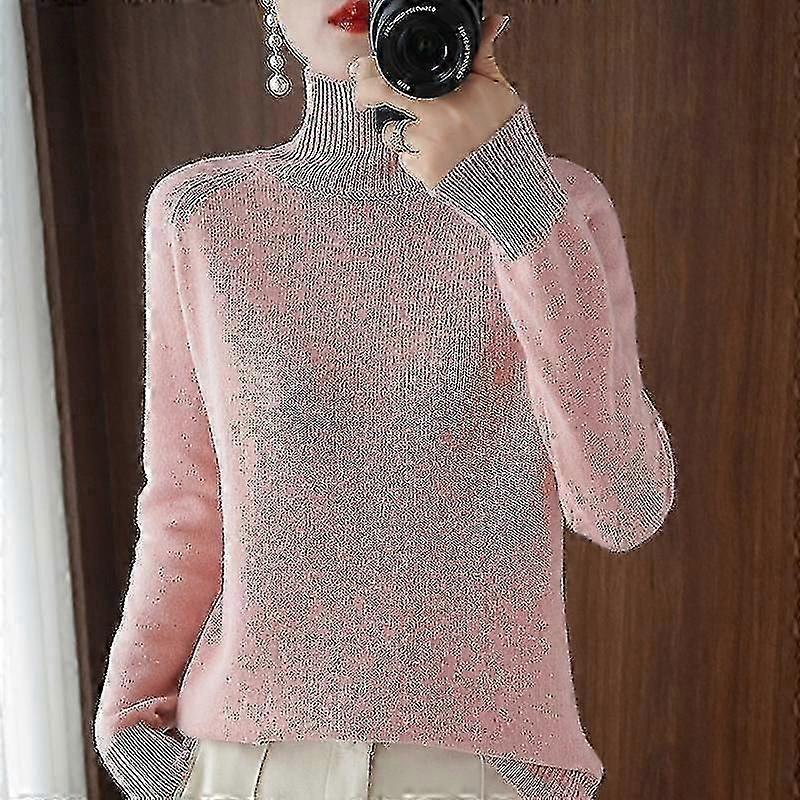 Spring, Autumn And Winter Women's Cashmere Sweater Turtleneck Pullover Slim Solid Color High-quality Warmth A