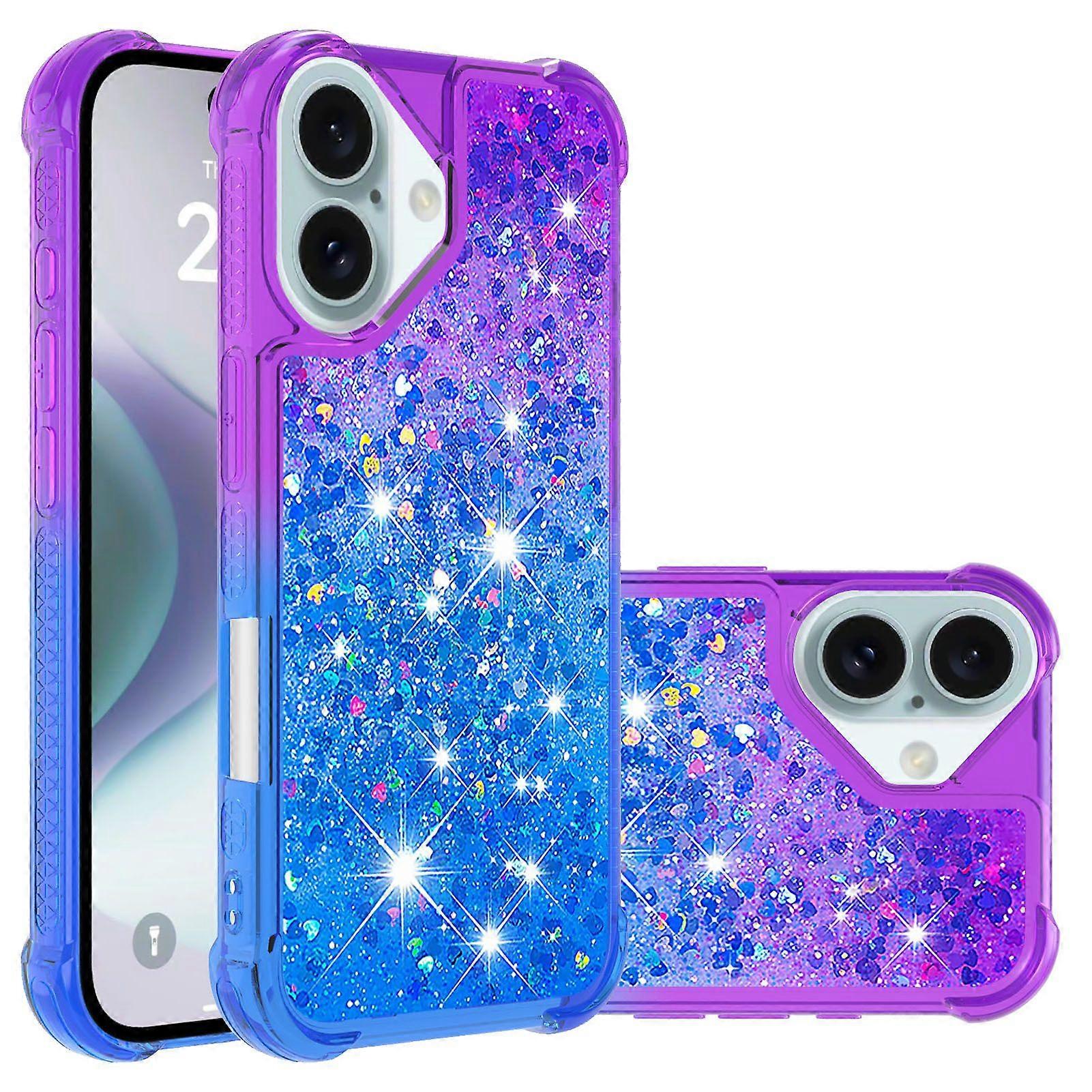 Case for iPhone 16 Plus Liquid Glitter Funny Bling Shiny Crystal Flowing Sparkle Moving Cover Clear Bumper Compatible with iPhone 16 Plus