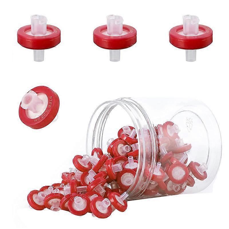100 Pcs Syringe Filters PTFE Hydrophobic 0.22Um Membrane