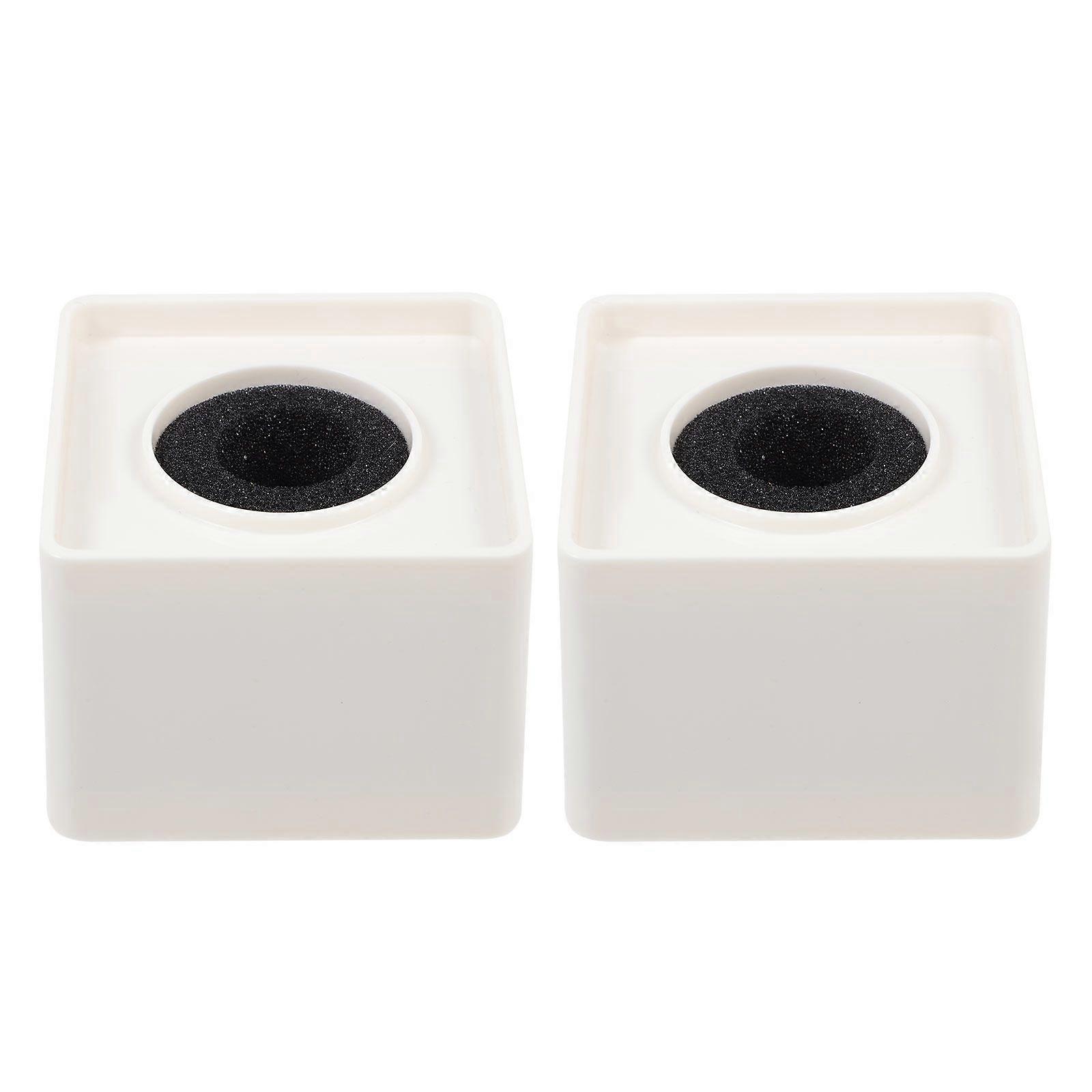 2Pcs ABS Square Cube Shaped Interview KTV Microphone Station Logos (White)