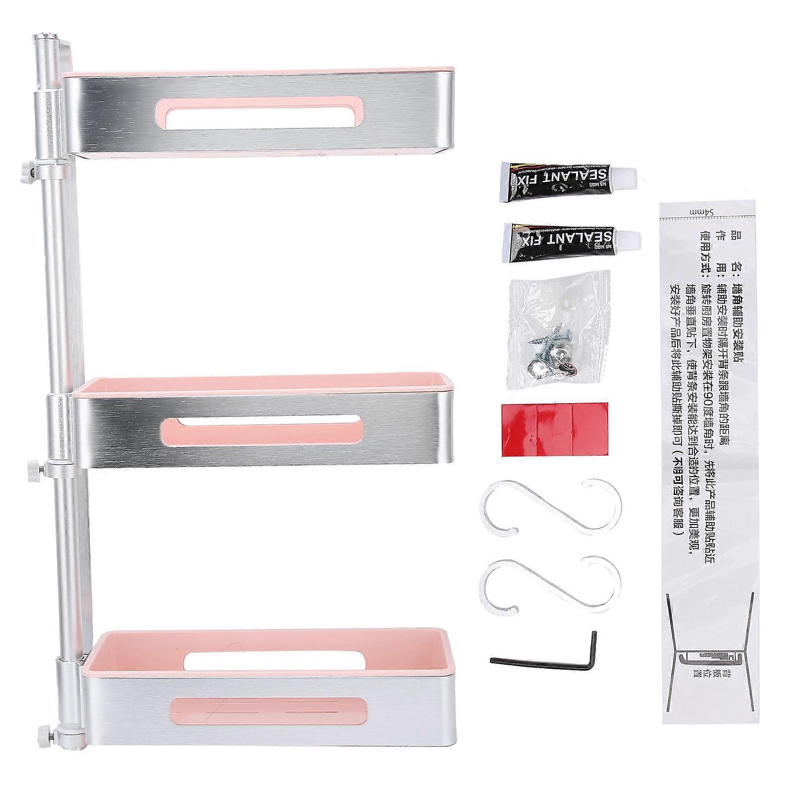 3 Tier Kitchen Storage Shelf Multifunction Punch Free Rotatable Spice Rack Kitchen Organizer