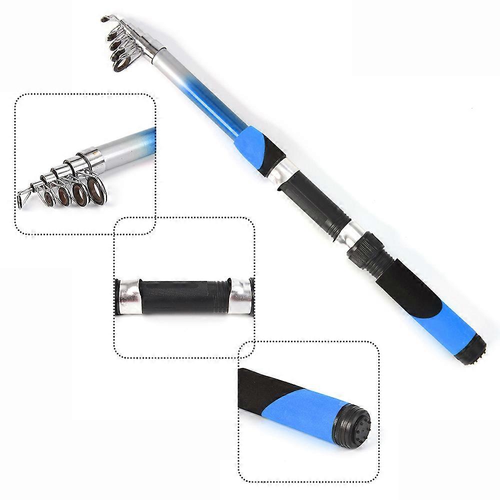 Complete ultra light fishing rod kit with reel and 2 x 2.1m telescopic fishing rods, fixed spool reels, lures, hooks, accessories and fishing bag.