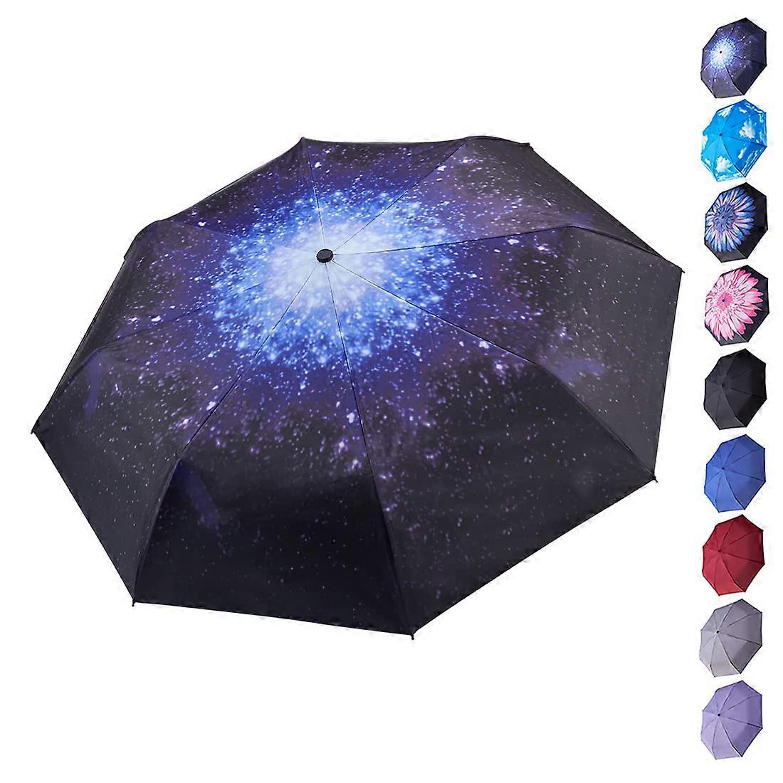 Mini Compact Travel Umbrella - Black Anti-UV Coated Folding Umbrella for Easy Portability and Sun Protection