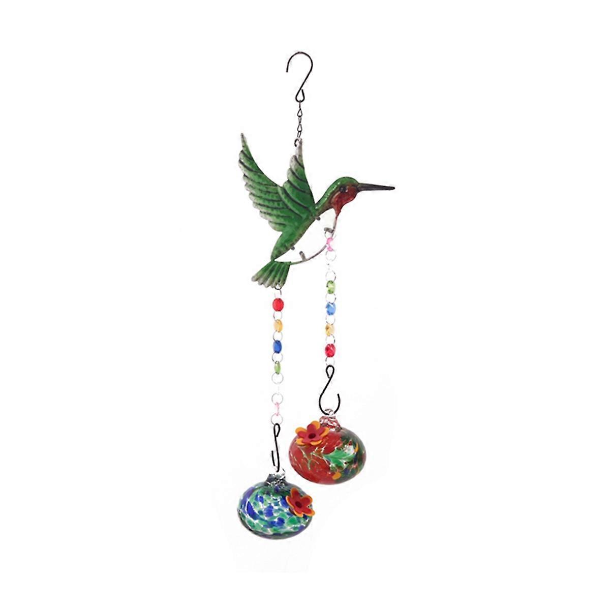 Wind Chimes Hanging Bird Feeder With Flower Shape Feeding Ports B
