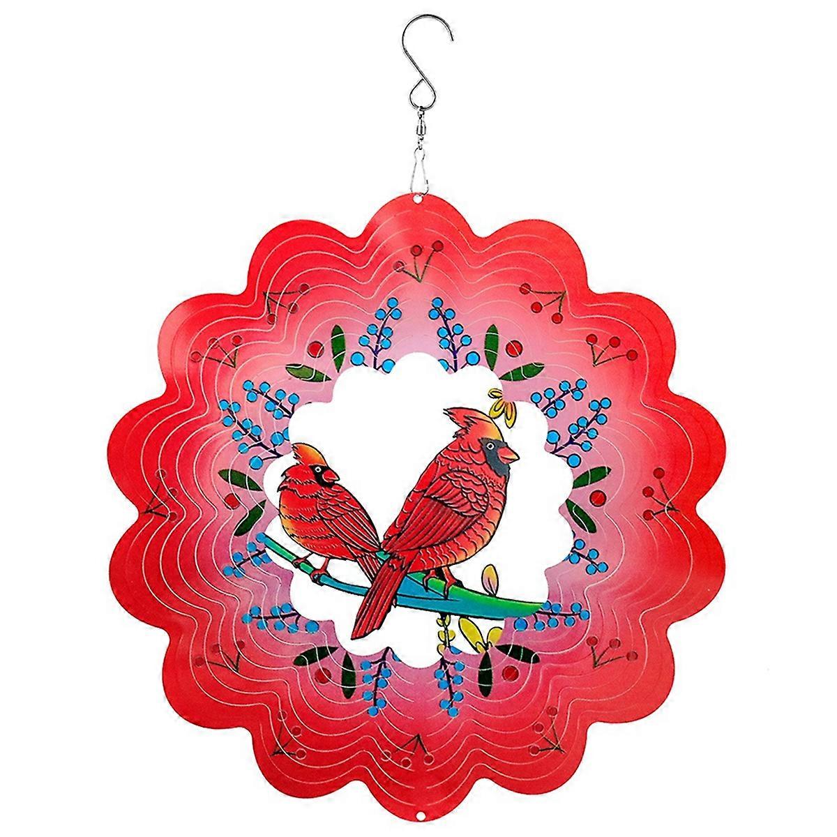 3D Wind Spinner Redbird 12Inch Garden Laser Cut Hanging Wind Spinners