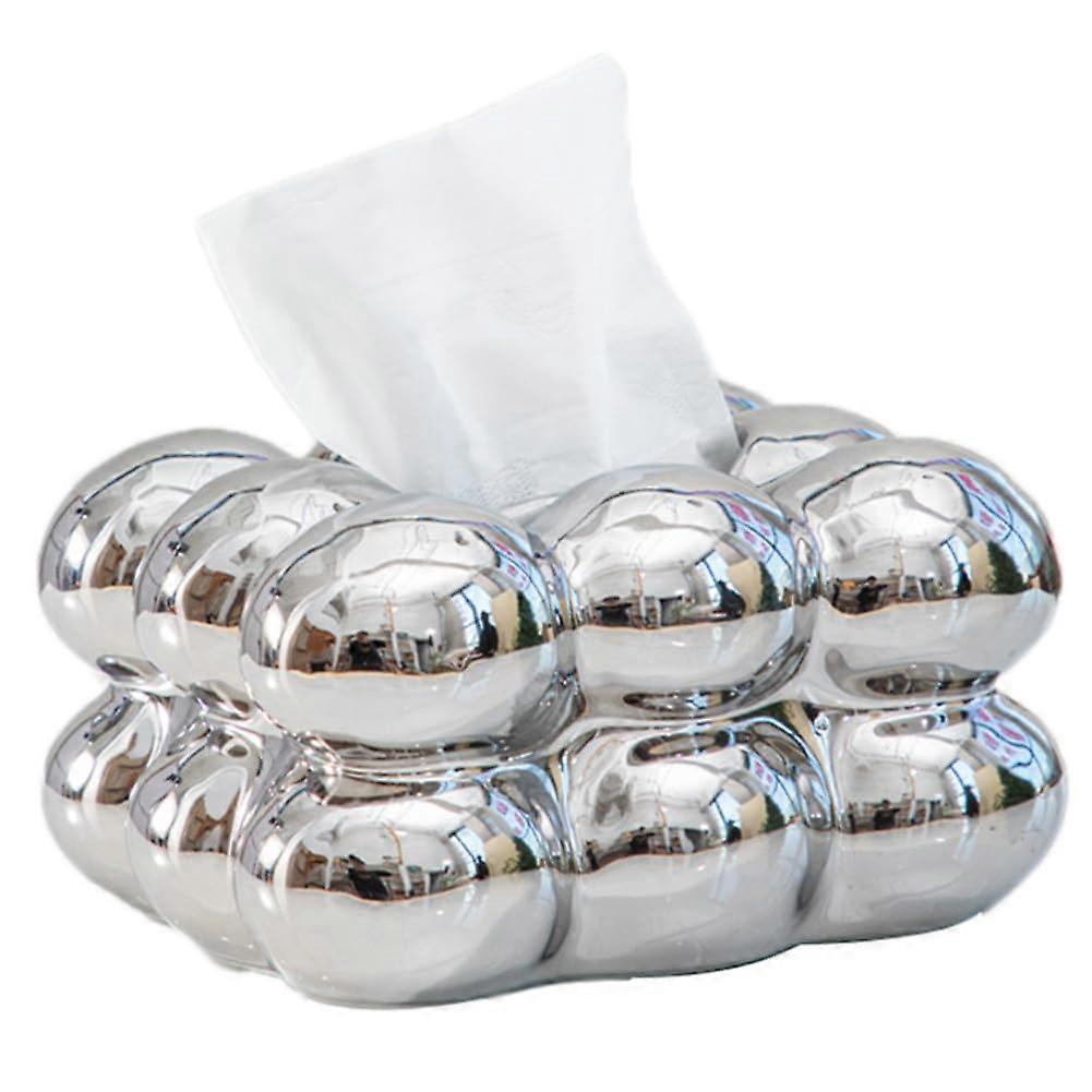 Ceramic tissue box silver simple design suitable for bedroom home decoration