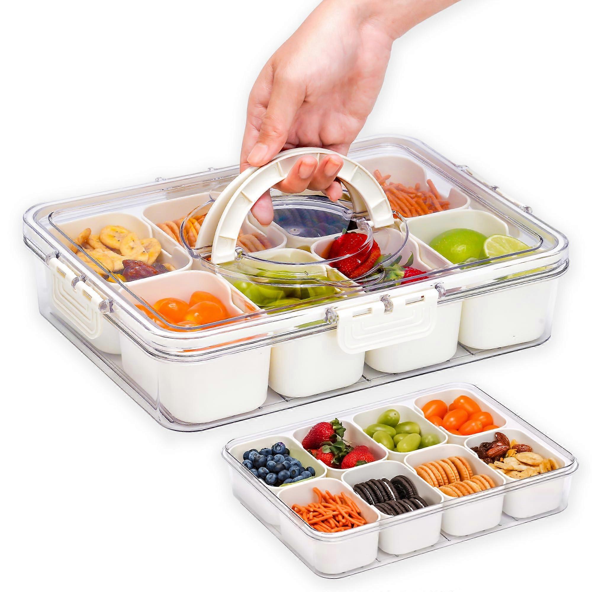 Snackle Box Container Divided Serving Trays with Lid and Handle for Party Charcuterie Container Boards