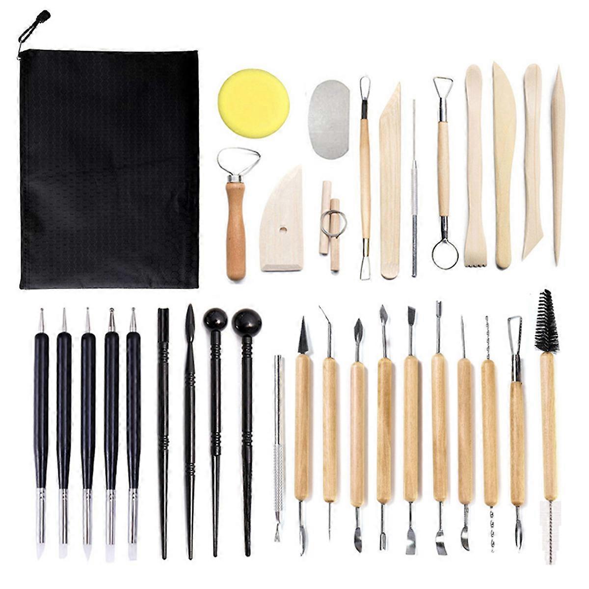 Sculpting Tools, Professional Ceramic Tools, 34PCS Double-Sided, Portable Case