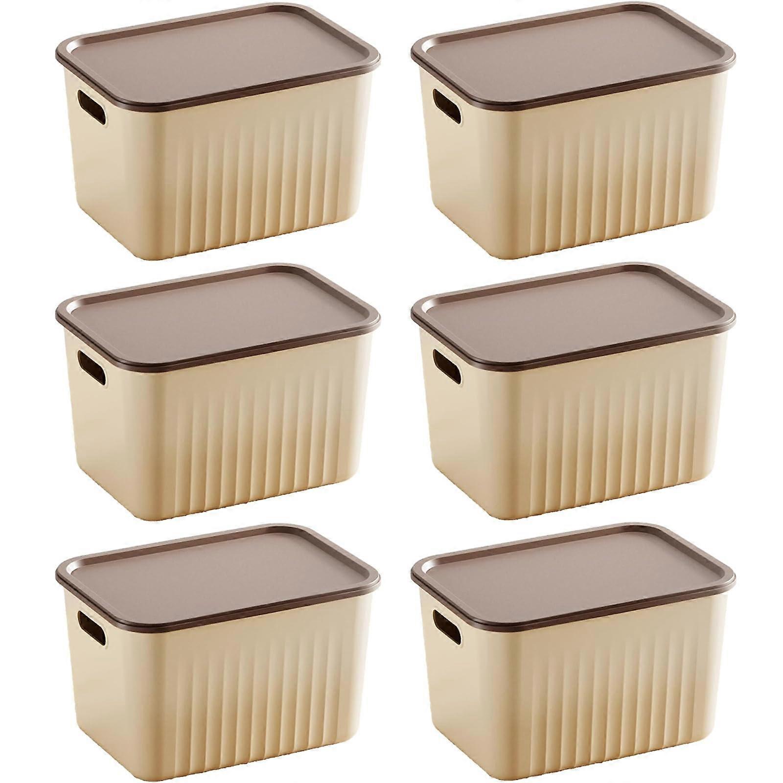 Plastic Storage Bins With Lids 6 Pack, Stackable Sensory Bin With Handle, Durable Storage For Home Office & School