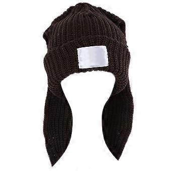 Rabbit Knit Hat Crochet Knitted Hat Skullies Beanie Long Ear Hat Cute Bunny Hat Rabbit Ears Hat Women Autumn Winter Warm  White