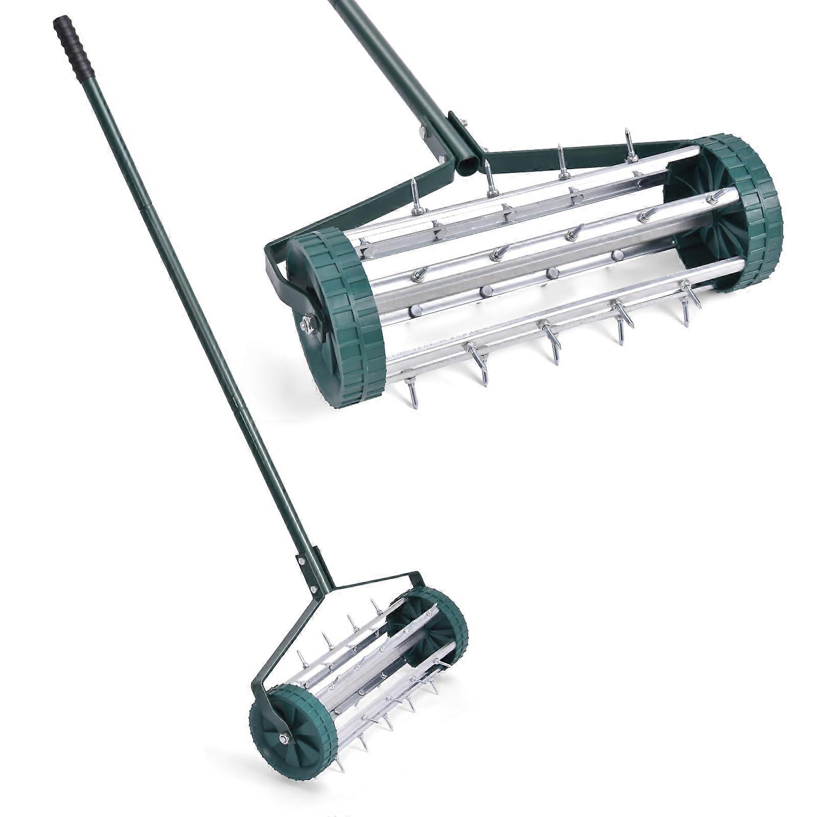 Lawn Aerator, 17inch Rolling Aerator with Sharp Spikes & Anti-Slip Handle