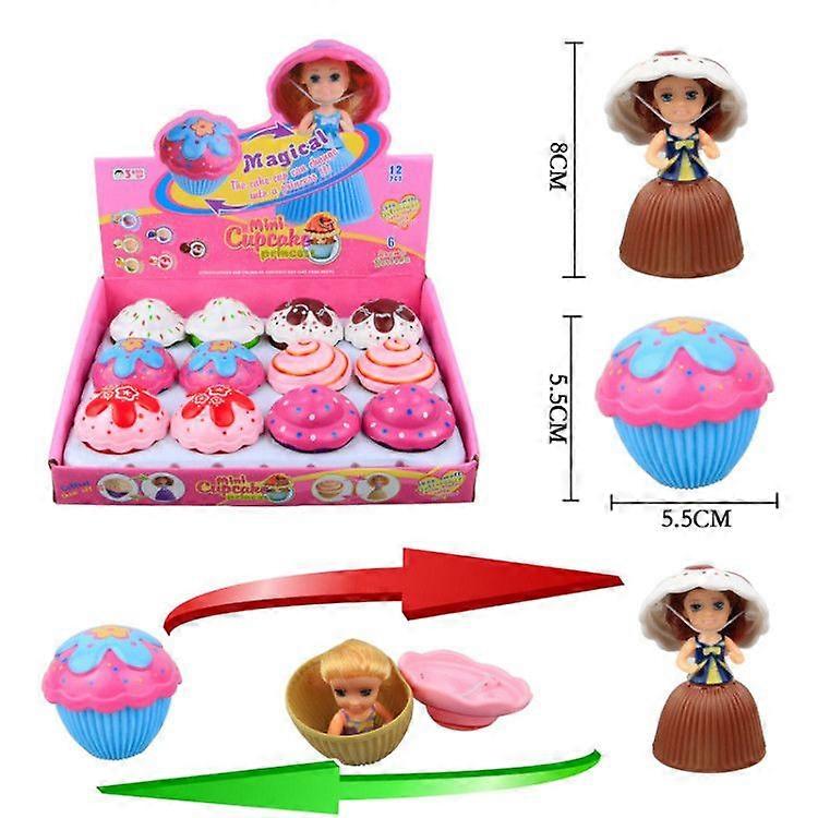 12個キッズプレイセットプリンセスドールおもちゃカップケーキサプライズおもちゃドールハウスカップケーキトッパーサプライズドール