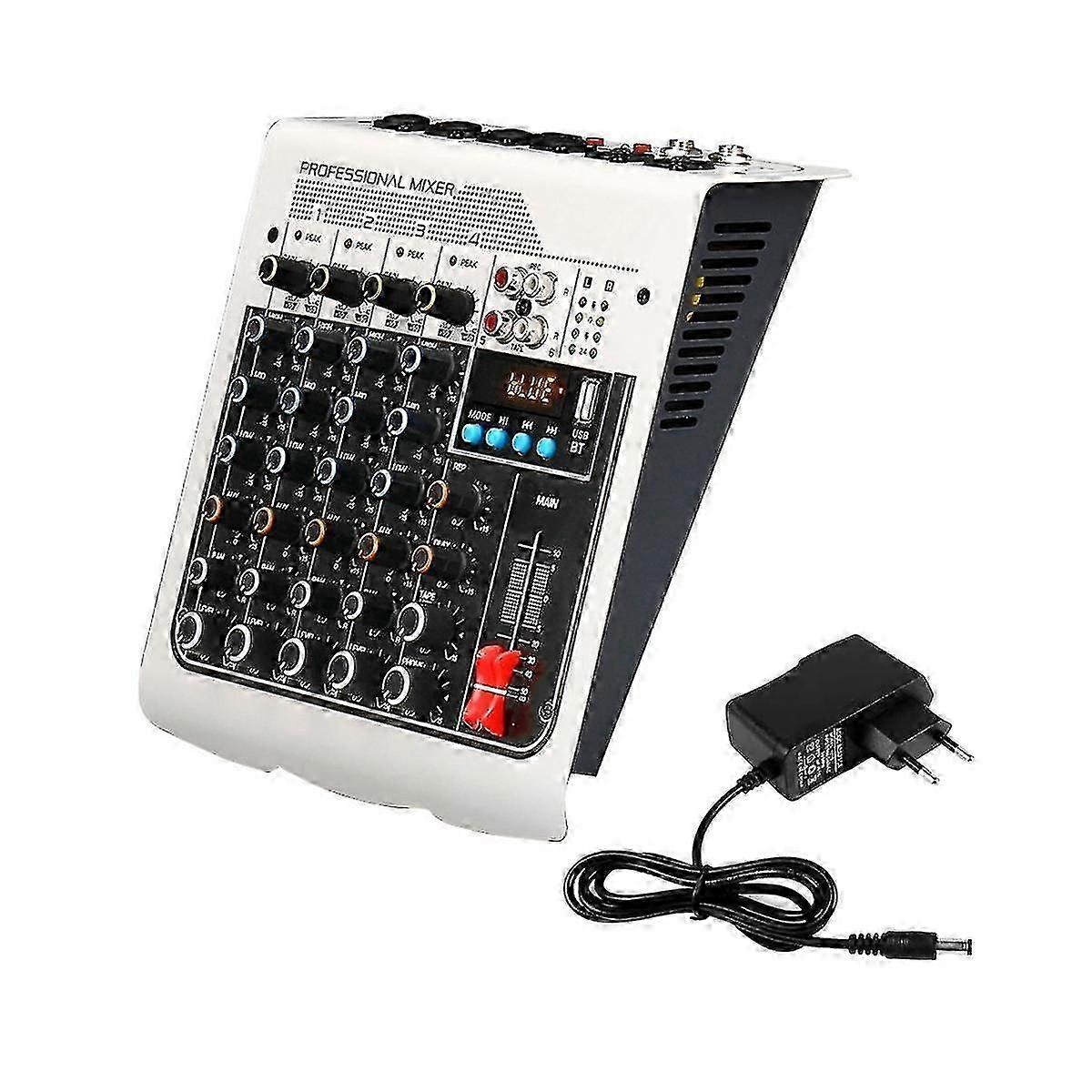 4-channel Audio Mixer Usb Sound Mixing Console Bluetooth Dj Console 48v Phantom Power For Live Podc