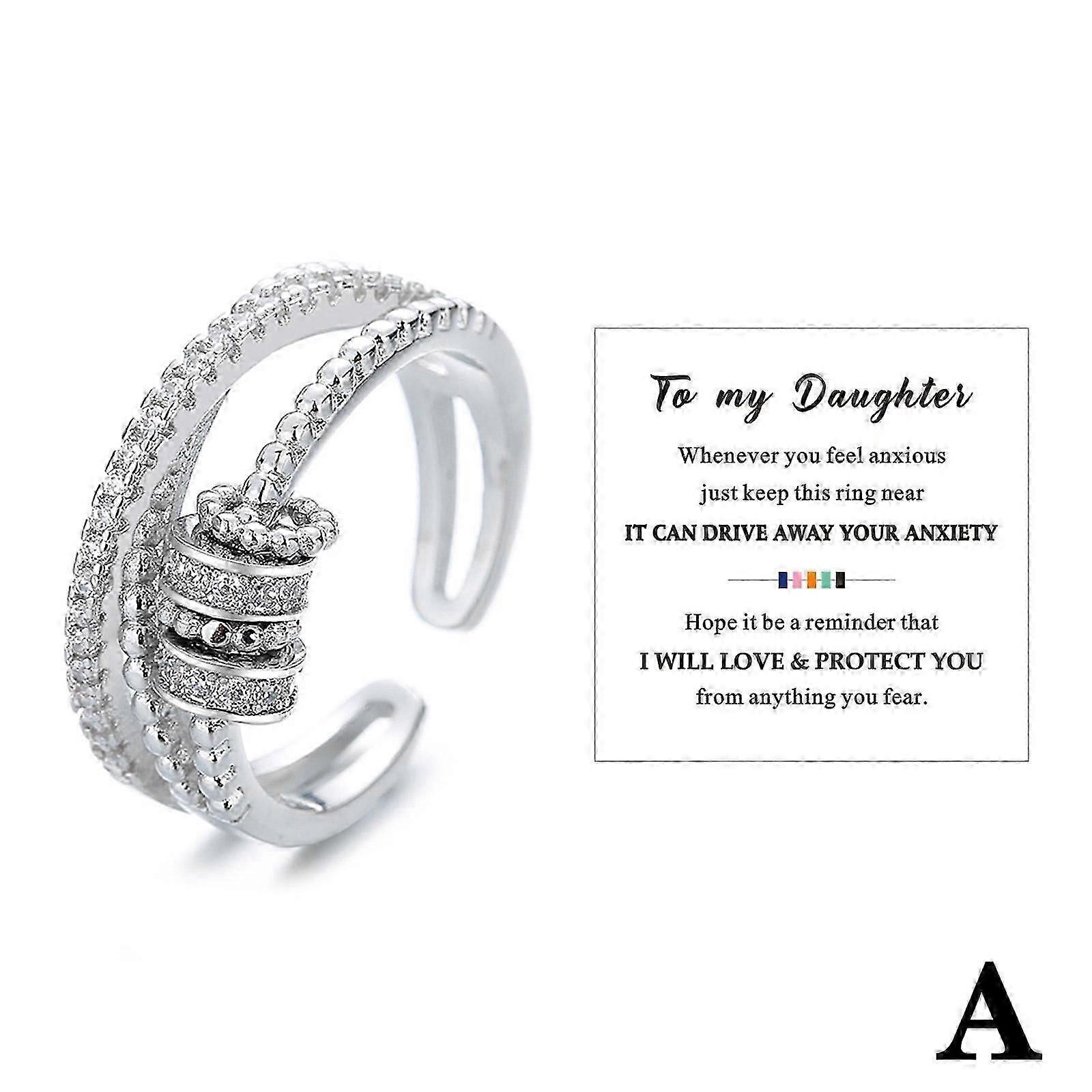 To My Daughter Fidget Ring Anti Anxiety Rings with Beads Spinner For