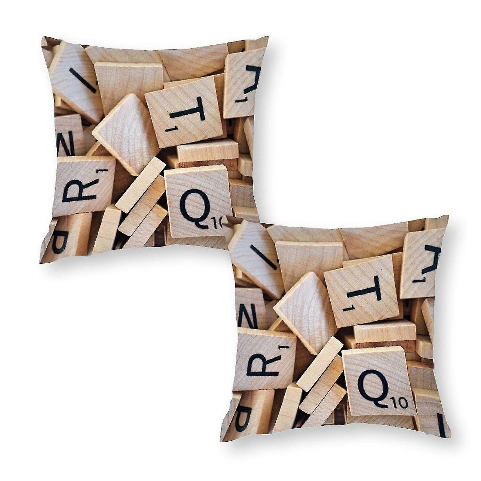 Scrabble Lot Throw Pillow Covers Set