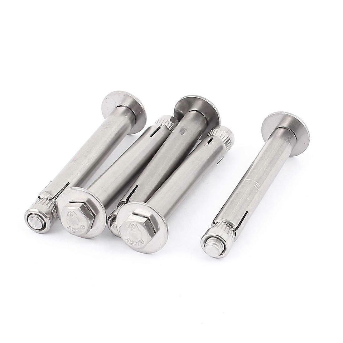 IIVVERR M6x70mm Hex Head Sleeve Expansion Bolt Anchor Screws Silver-Tone 5 Pcs For Concrete And Masonry