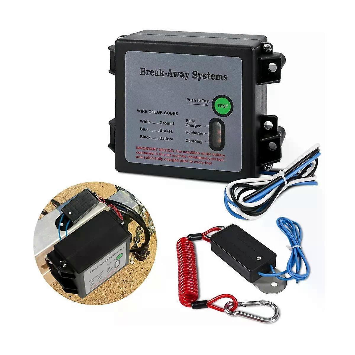 Tilhengerbremser Breakaway Kit med bryter LED-testlys Elektrisk Breakaway System Universal Tilhengerbremsekontroller