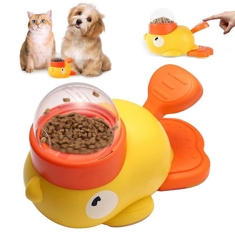 2 in 1 Dog Interactive Slow Feeder Puzzle Toy,Upgrade Duck Shaped Treat Dispenser