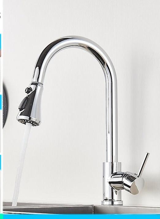 TribalSensation Single Hole- Pull Out Spout Sink Mixer Tap Stream Sprayer Head Faucet Chrome C