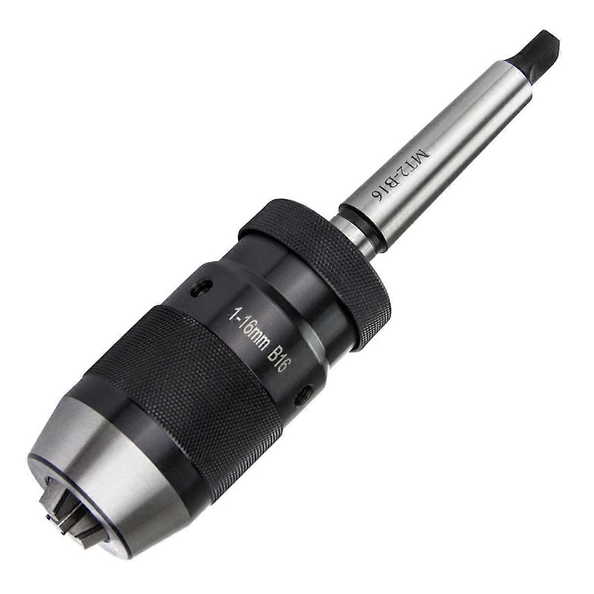 B16 1-16mm Steel Self Tighten Keyless Drill Chuck + MT2-B16 Arbor for Lathe Drill MK2