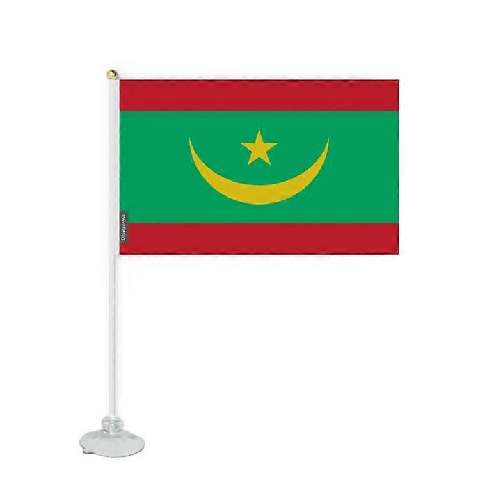 Flag - Mauritania - Mini Suction Flag - 14 x 21 cm - Polyester - Double-Sided Print