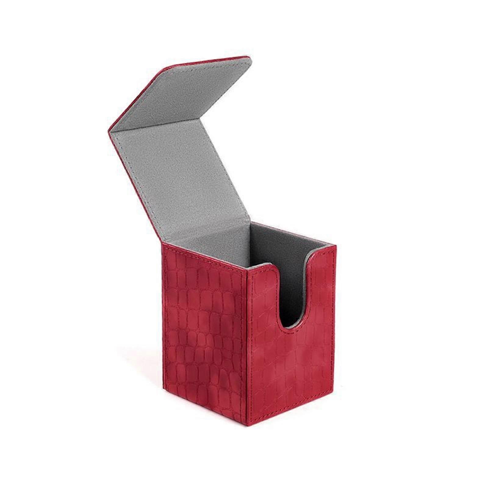 Magnetic Playing Cards Deck Card Storage Box for Game Cards Storage PU Leather Deck Card Box Card Deck Case Cards Box  Red