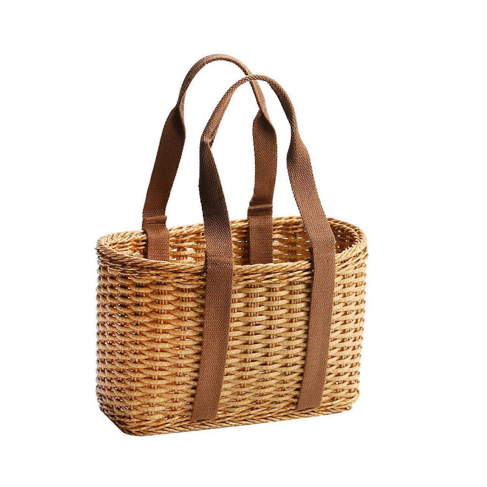 Panier de rangement de panier tissé à la main Seau de stockage de fruits durable avec poignées