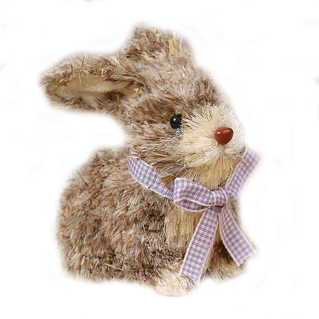 Straw Easter Rabbit Figurines Lifelike Handmade Woven Bunny Desktop Ornaments