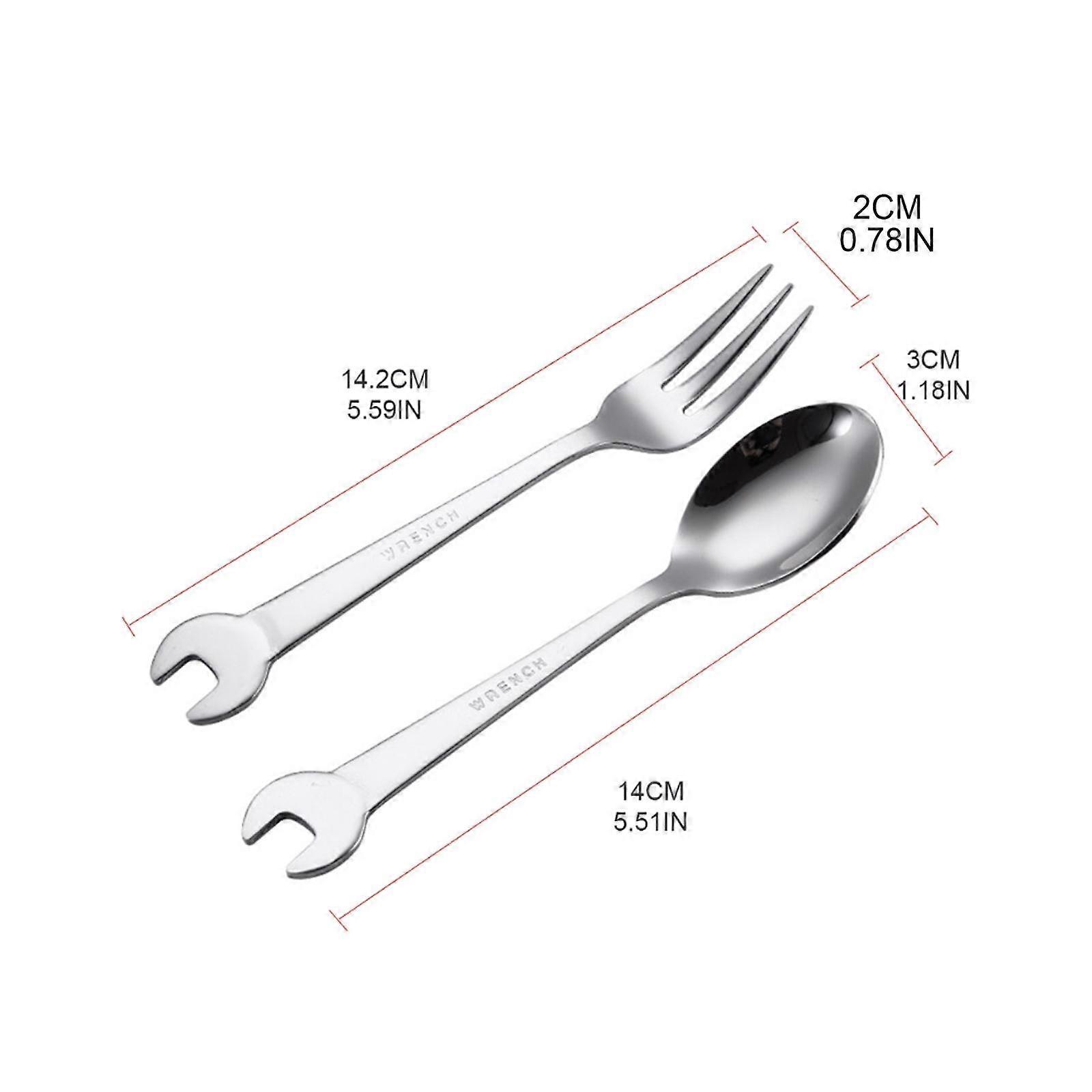 304 Stainless Steel Spanner Spoon Fork for Creative Wrench Shape Dinnerware Tableware Kitchen Cooking Accessories Tools