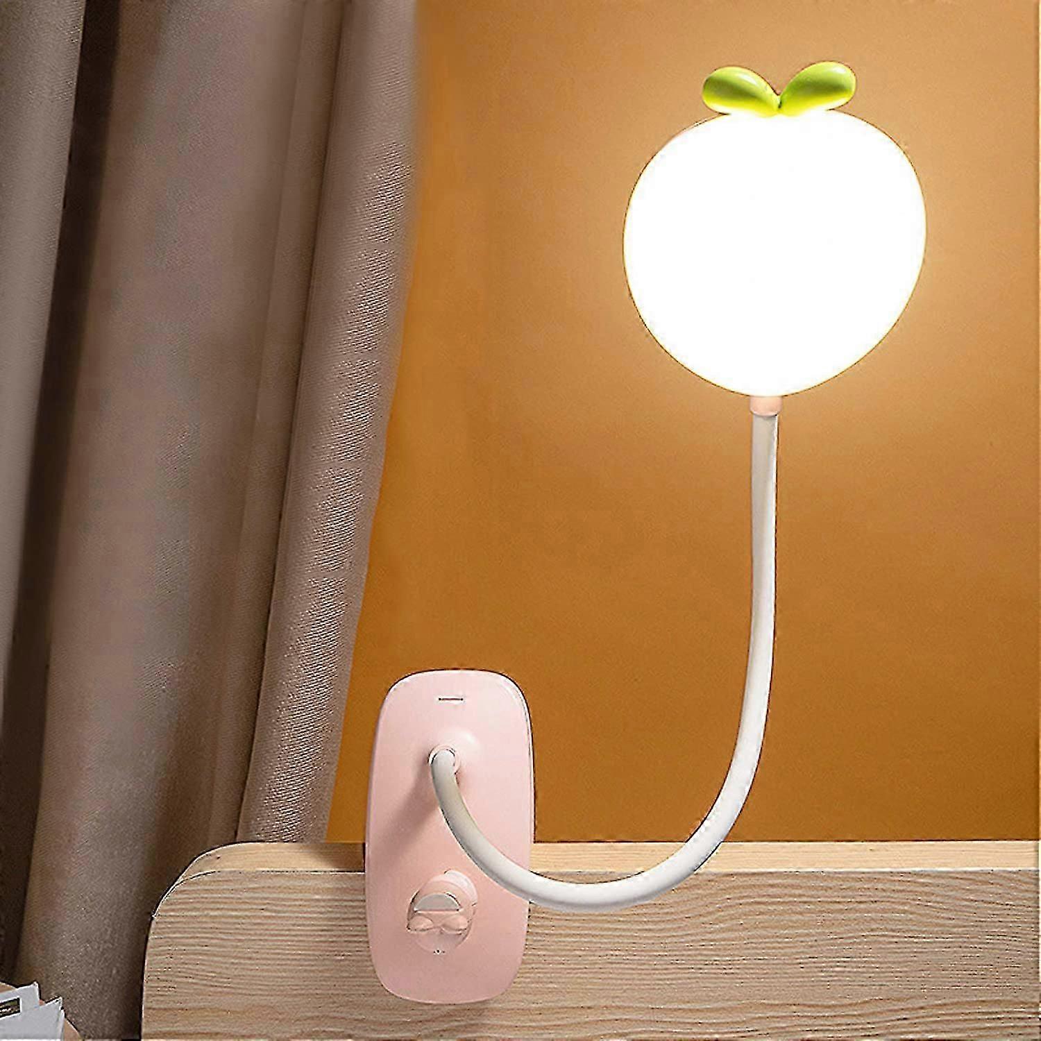 LED Clamp Lamp, Flexible 360 Reading Light Clip-on Lamp with 3 Lighting Modes and 5 Dimmable, 2400 mAh, Pink