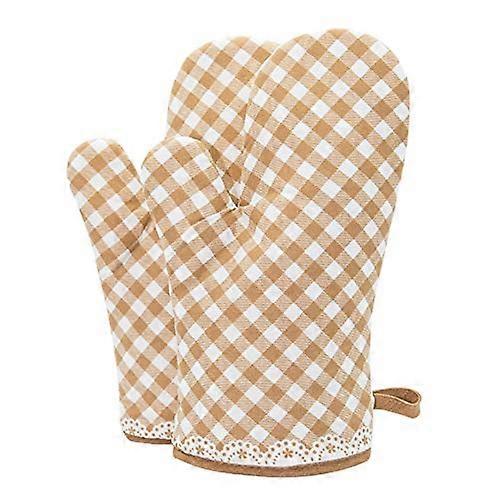 1 pair of oven gloves with flower pattern for oven, cooking, grill and grill, no gloves, cotton lining and hanging loop
