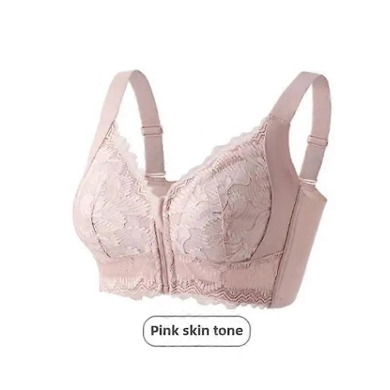 Adjustable Front Zipper Bra Set Women's Large Size Gathered Chest Binding Underwear Back Beautifying Moulding Brassiere