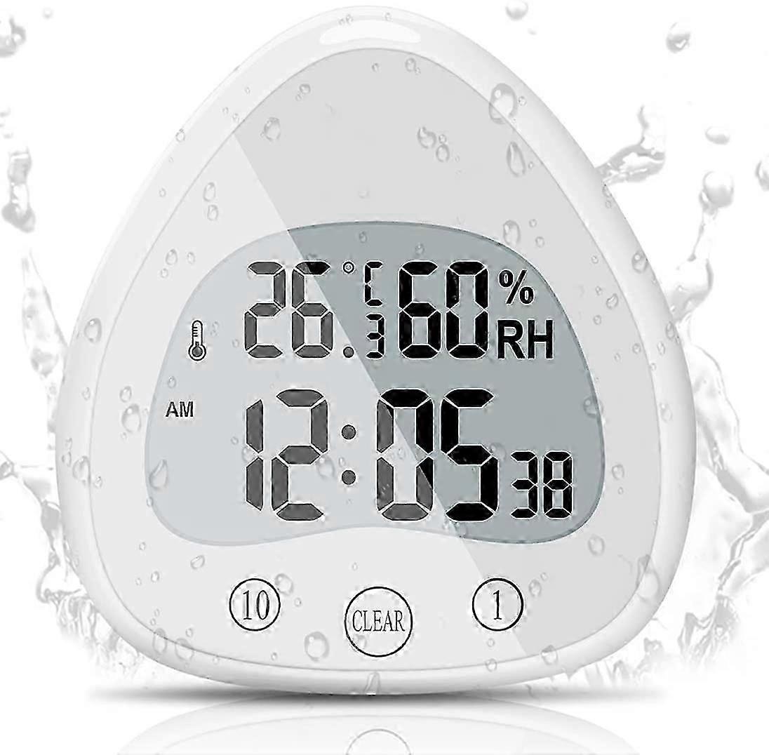 Waterproof Digital Shower Clock with Thermometer & Suction Cup - LCD Alarm for Bathroom Cooking