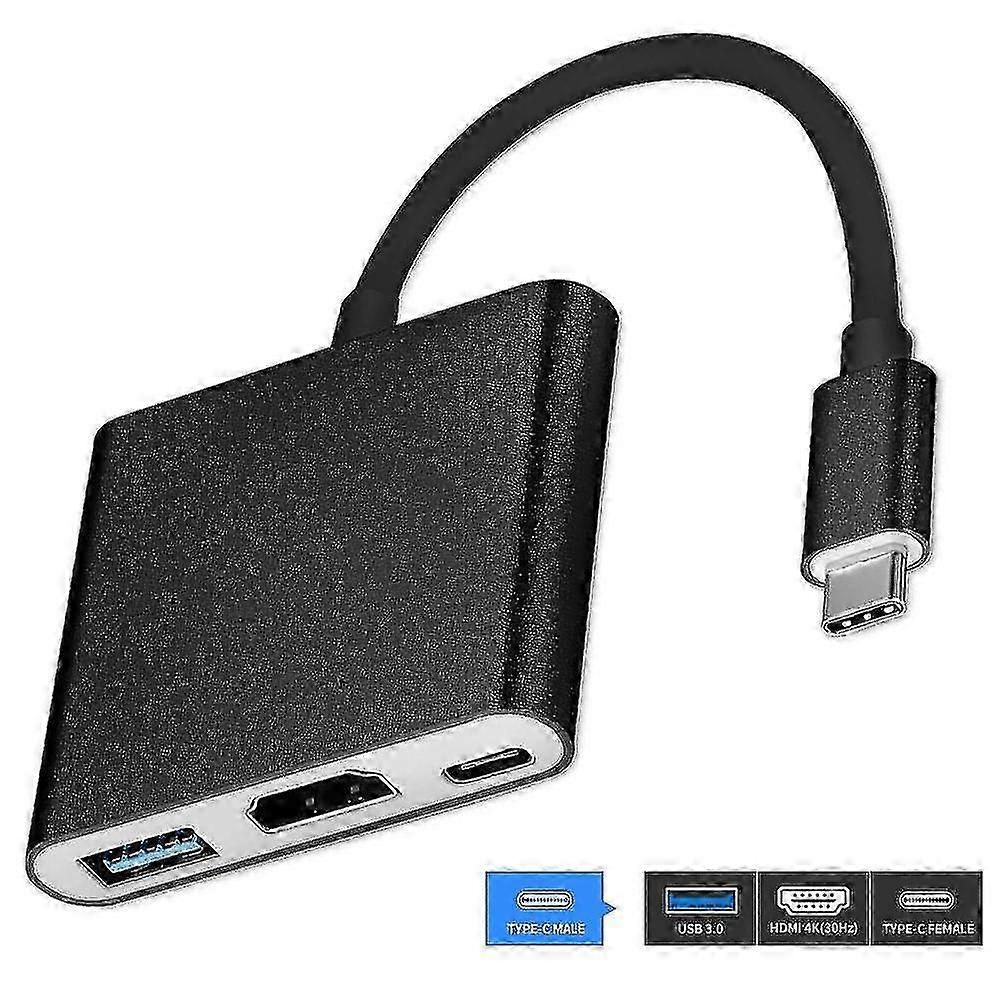 Type Adapter, USB 3.1 Hub Compatible with USB-C and Thunderbolt 3 Ports to USB 3.0 / HDMI / Type C - Black