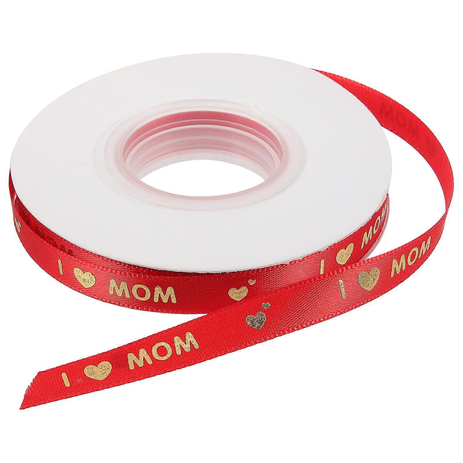Foil Heart Ribbon Roll Decorative Wrapping Ribbon for Mother's Day, Bouquets, DIY Crafts & Special Occasions