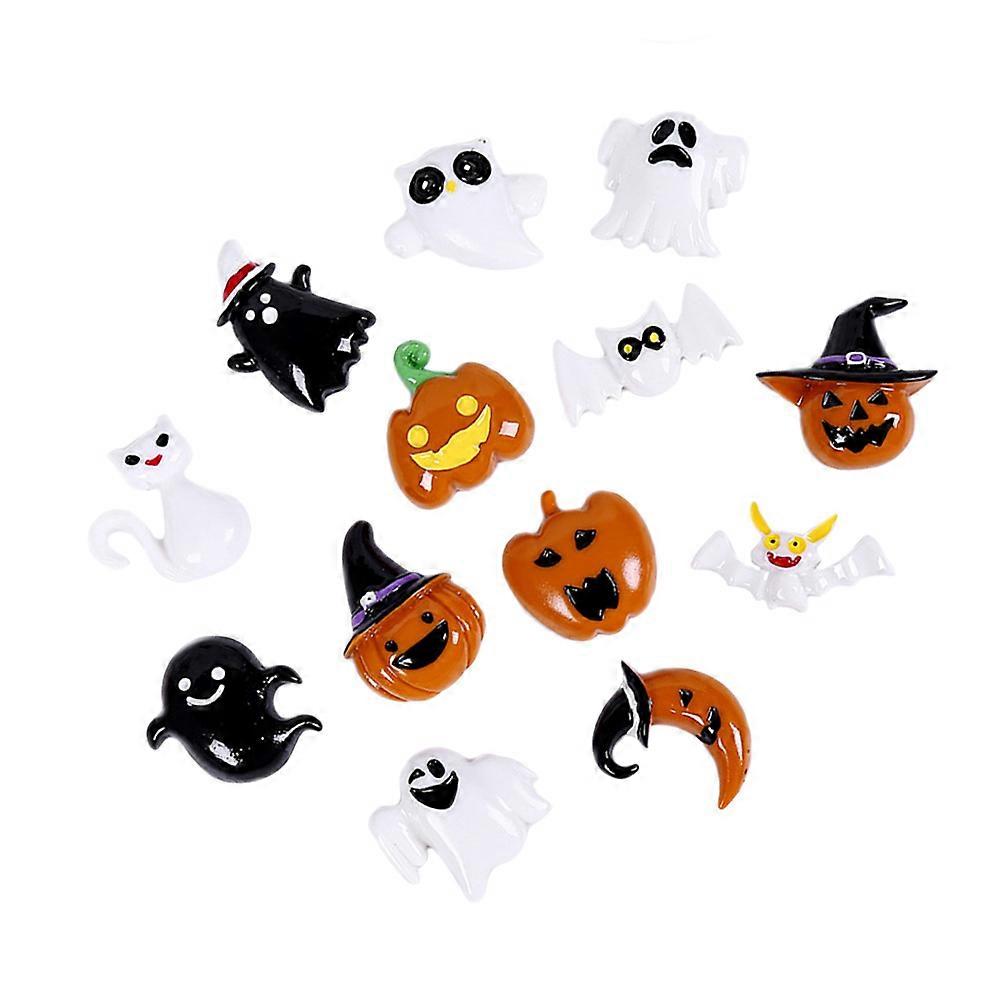 DIY Resin Accessories Halloween Pumpkin Crafts For Halloween Accessory Assorted Color 2.3 x 2.5 x 0.5cm 100Pcs