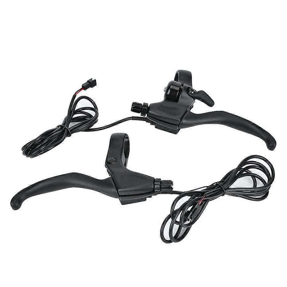 Electric Bicycle Brake Lever Set - 1 Pair 3 Finger Handlebar Brake Handle with Bell for V Brake, C Brake, Wire Brake, Drum Brake