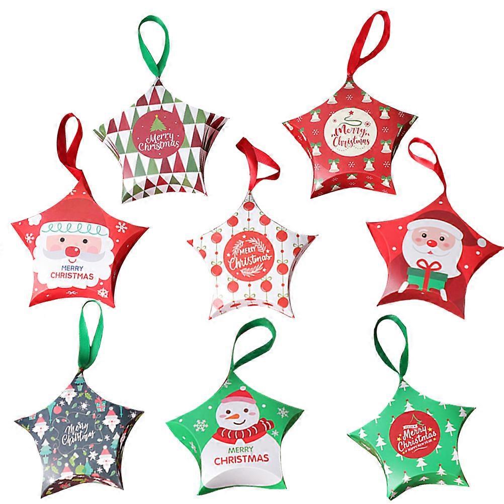 Christmas Party Boxes Storage Container Star Shape Red Green 12x12x4cm Paper 1Set