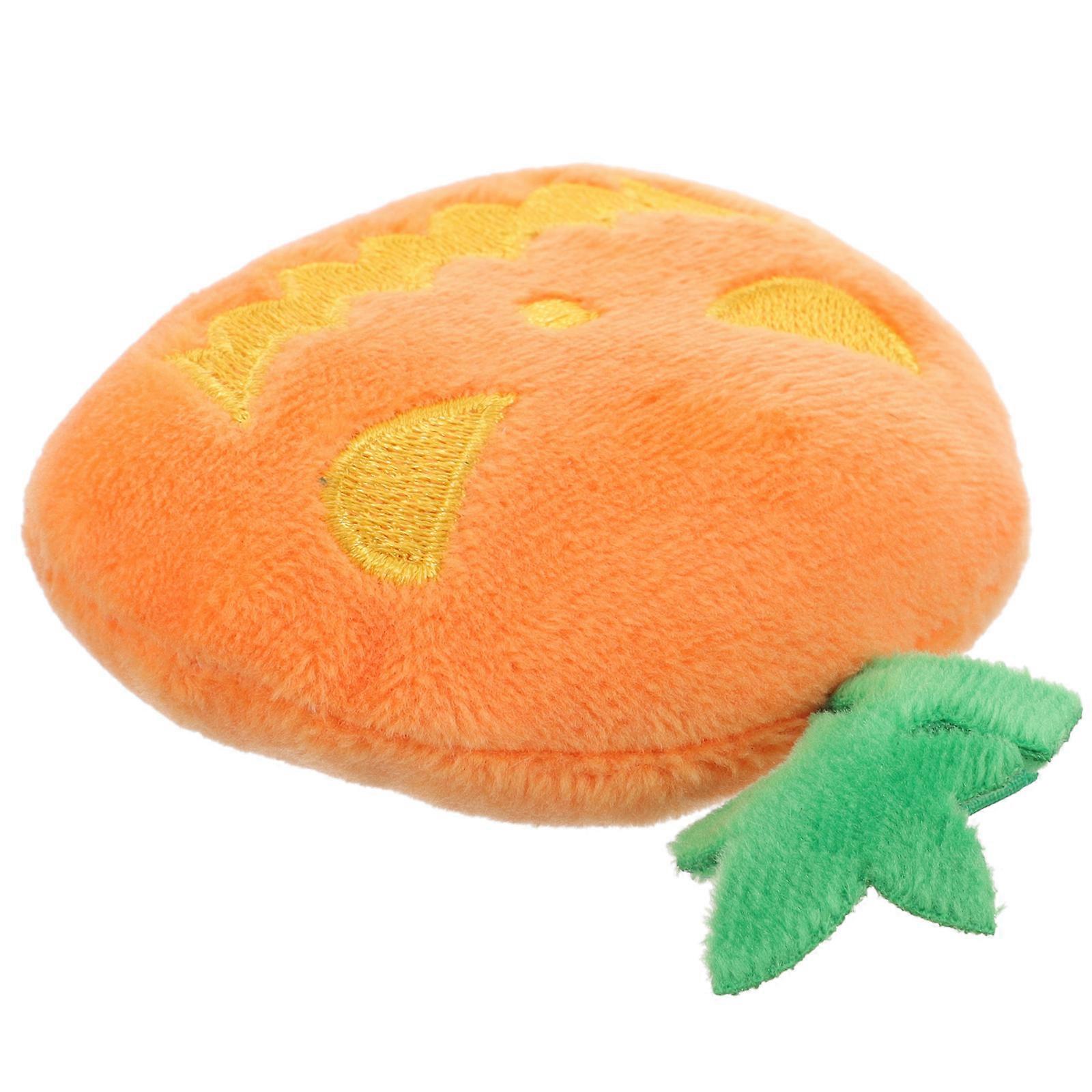 Pumpkin Cat Plaything Halloween Cat Chew Toy Squeaky Interactive Play Teething Toy Orange 8x7cm 1Pcs