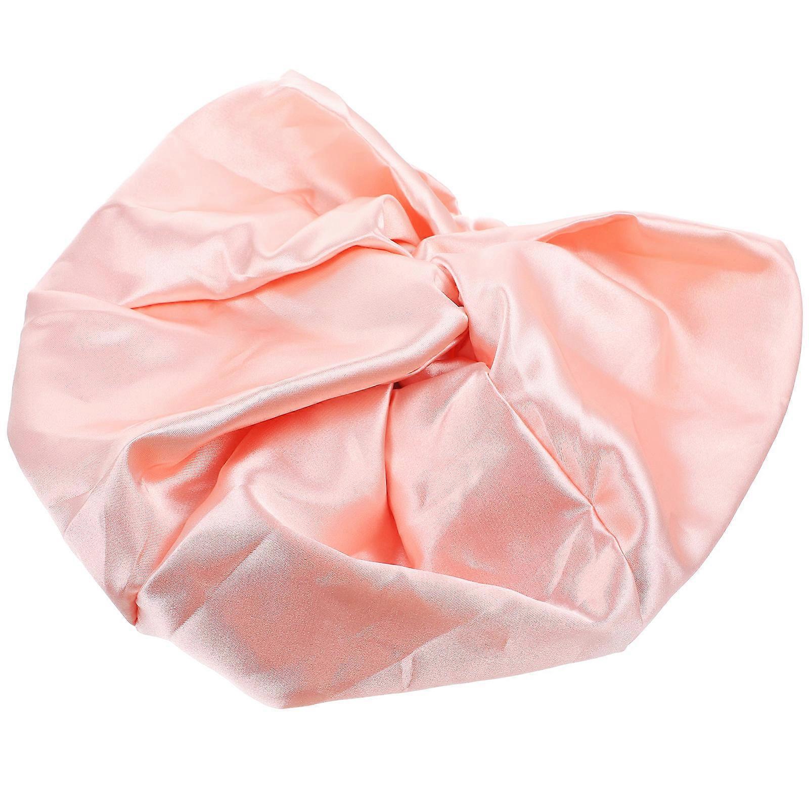 Silk Bonnet for Long Hair, Elastic Wide Sleep Hat for Women, Reusable Shower Cap for Sleeping and Face Washing, Durable Practical Sleep Cap, Pink