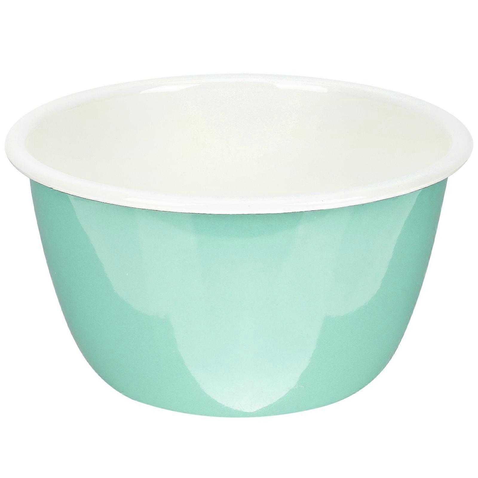 Enamel Food Bowl Deep Salad Container Home Use Blue 15.8X15.8CM Easy to Clean 1Pack