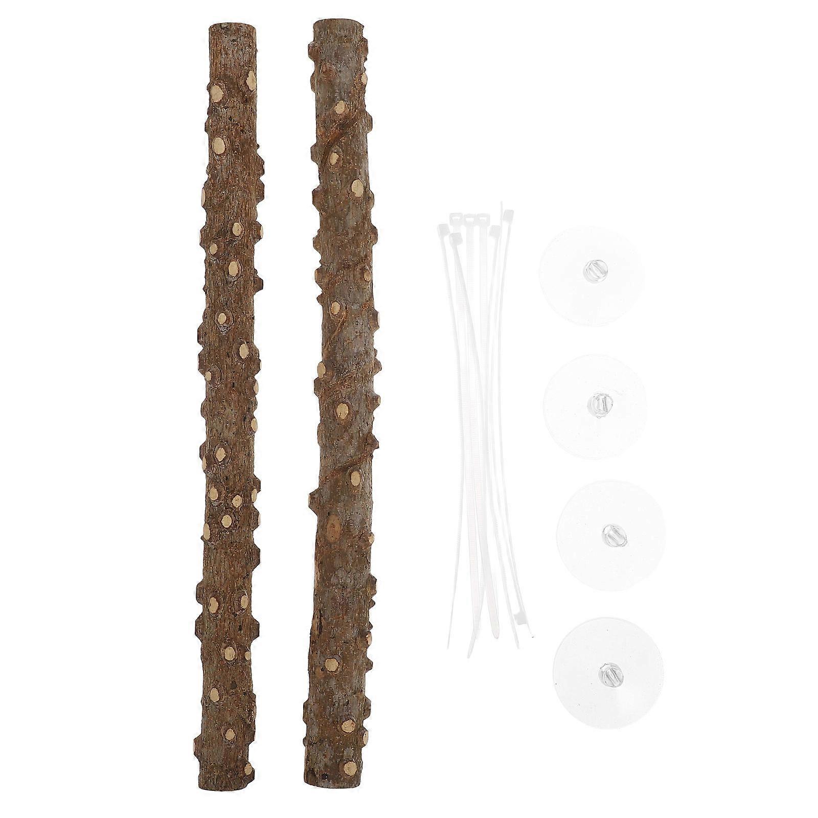 Reptile Owners Reptile Climbing Stick for Lizards Snakes Bearded Dragon Terrarium Habitat Decoration Wooden 34.00X2.50X2.50CM 2Pcs