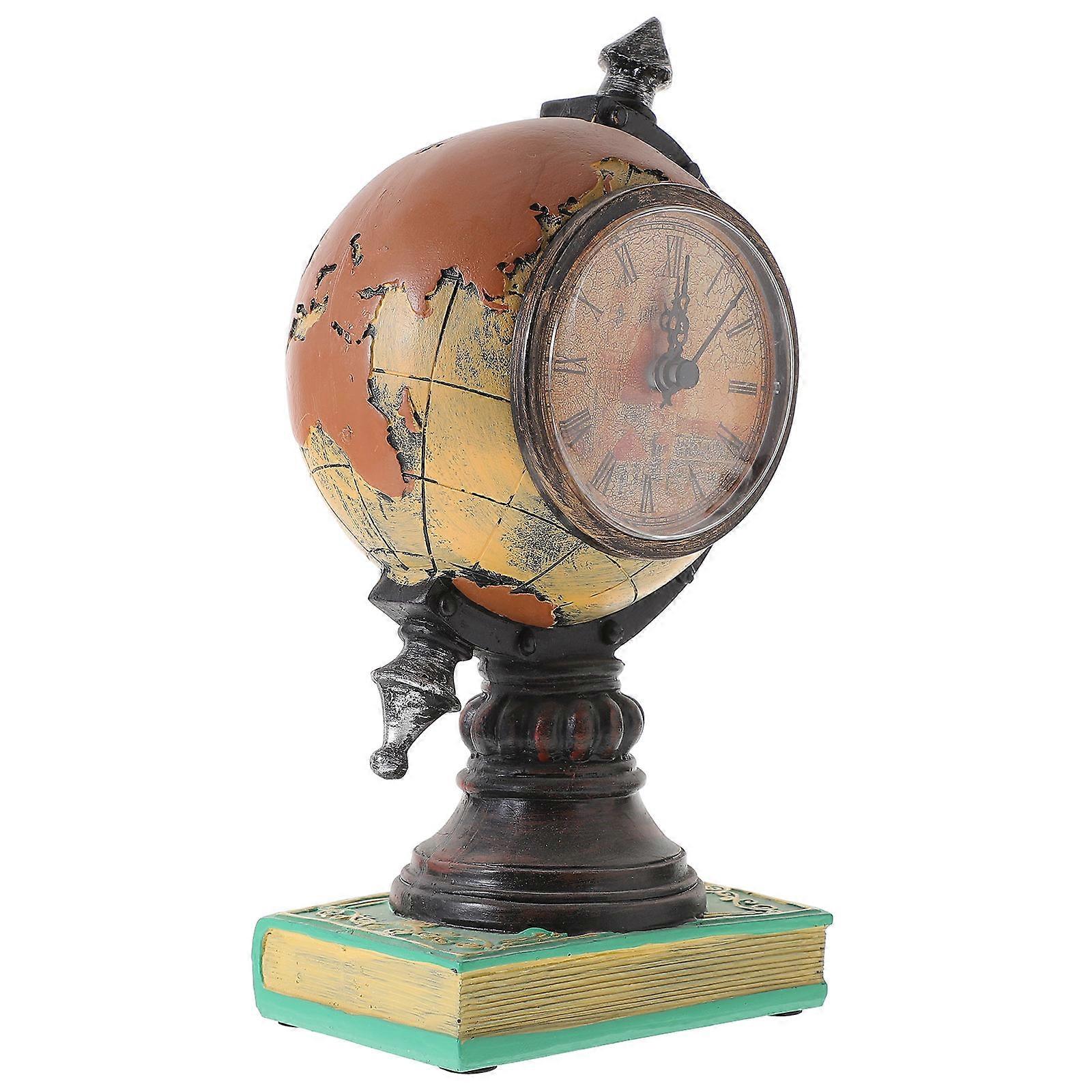 Creative Clock Adornment Resin Book Under Globe Clock European Style Desktop Ornament Time Telling 1Set