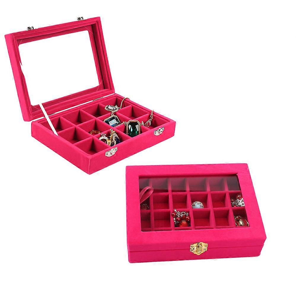 Earring Display Box Organizer Case Rectangular Shape Jewelry Storage For Personal Use 7.9x5.9x2.0in Wood Material 1Pack