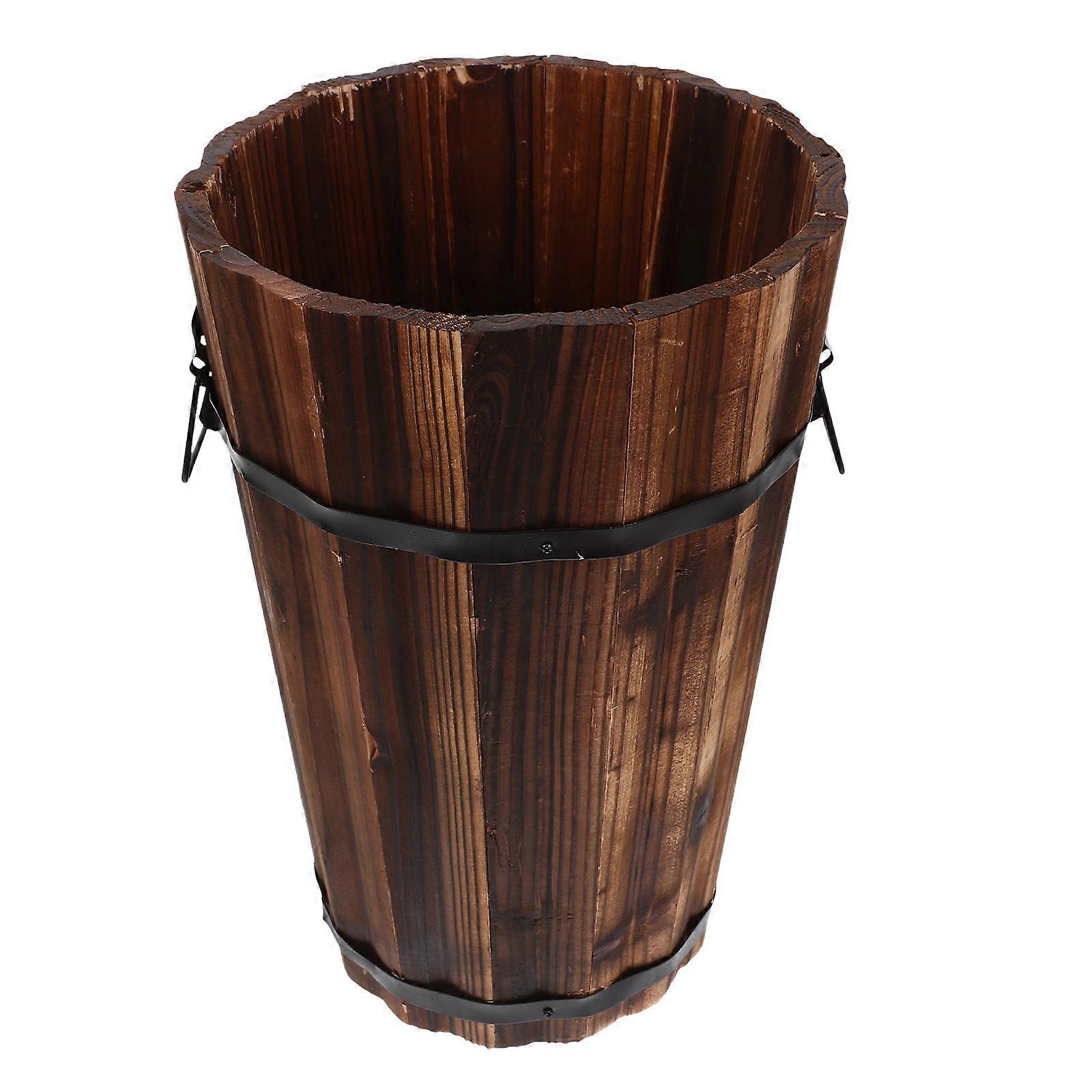 Rustic Farmhouse Wooden Trash Can Lightweight Waste Basket for Bathroom Kitchen Home Office Versatile Storage Container for Towels and Garbage