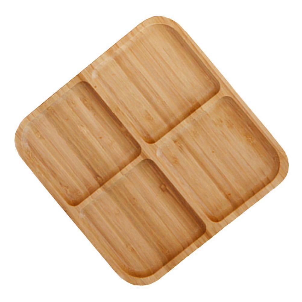 Pastry Display Plate Bamboo Tray Cheese Plate For Parties 4 Grids Design 1Set