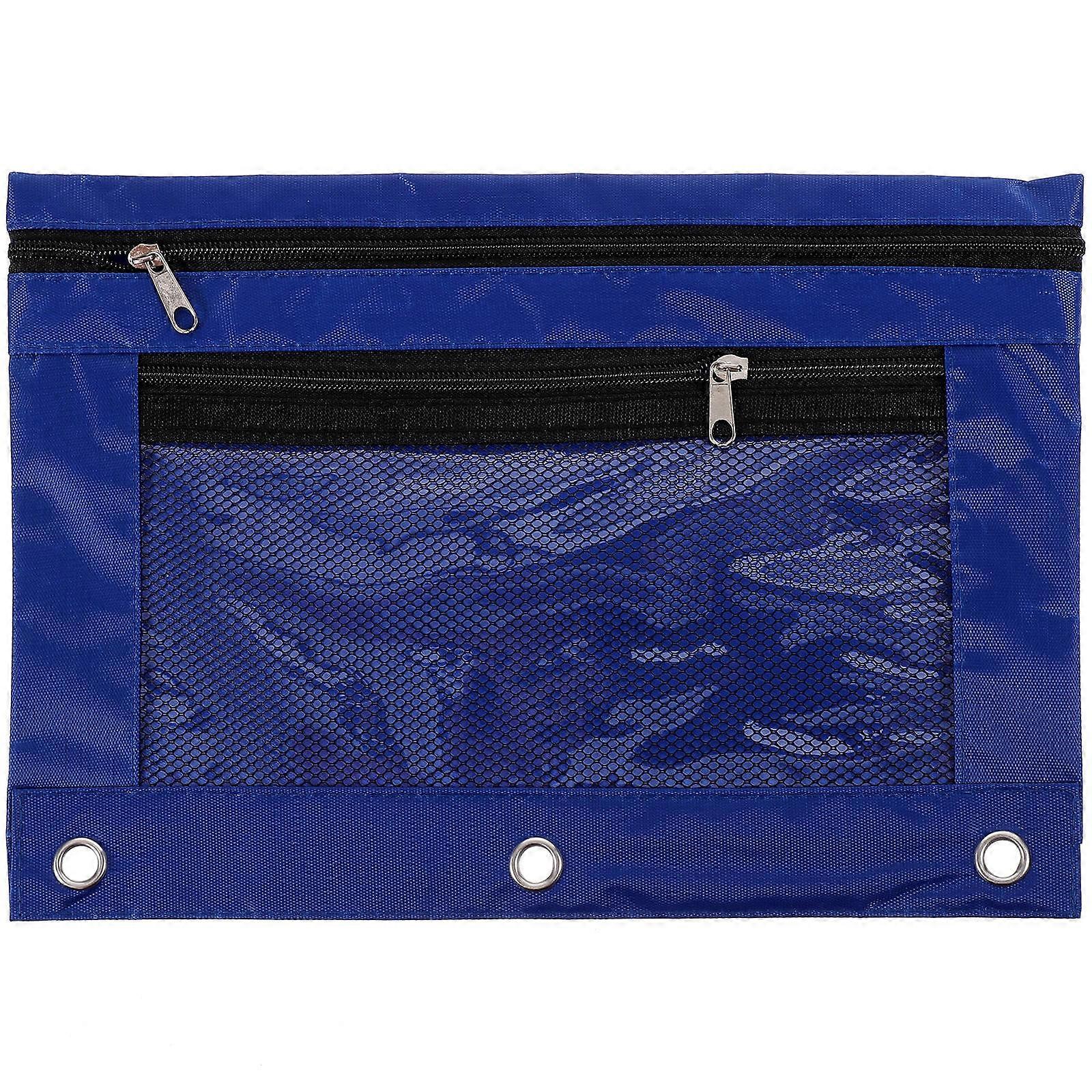 Pencil Pouch Binder Versatile Organizer Rectangular Shape Blue 1Pack