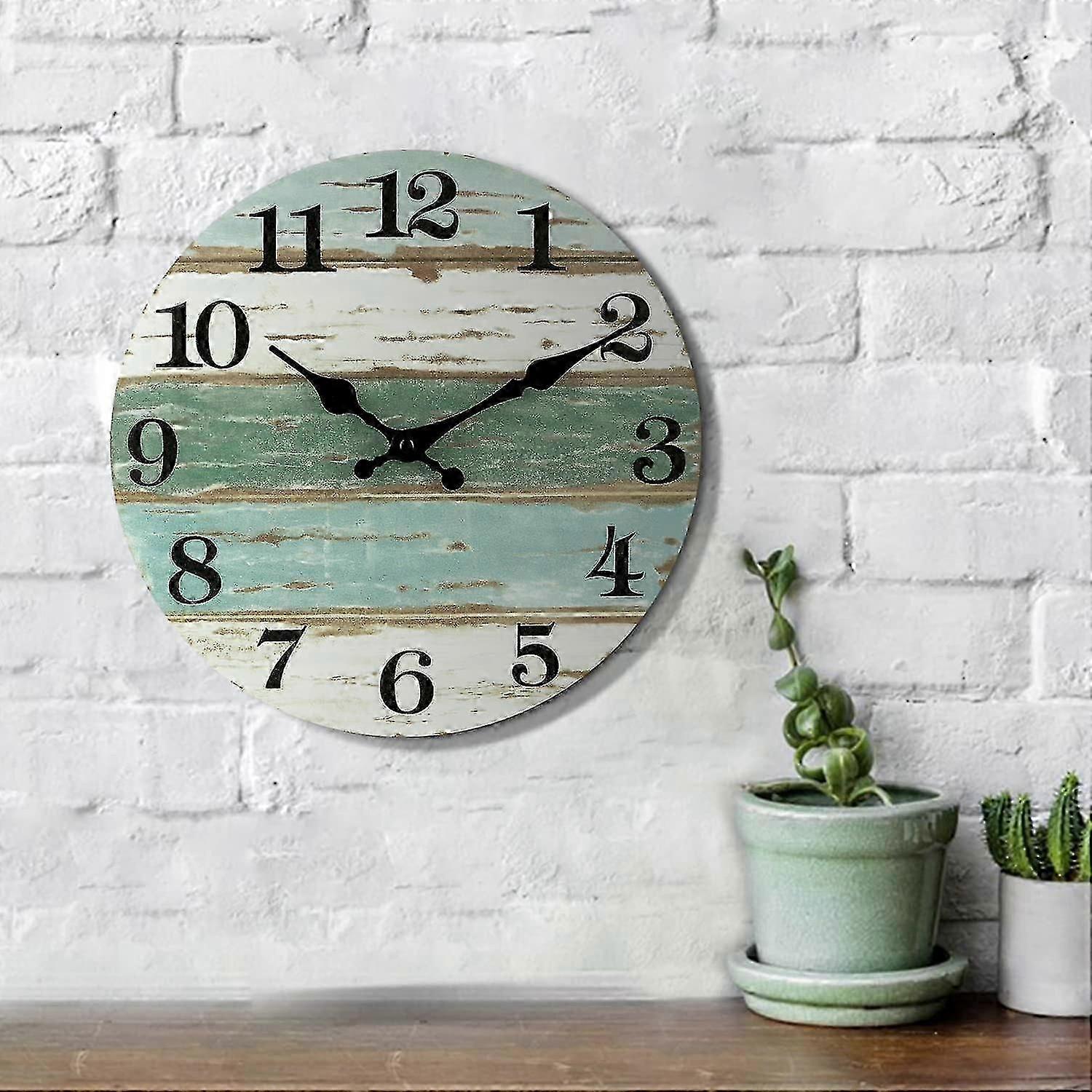 Wall Clock - Silent Battery Operated (10in Light Green)