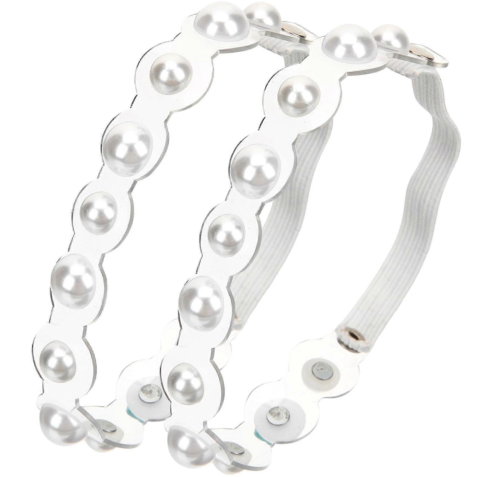 Elegant Elastic Pearl Shoe Straps with Buckle Design for Women's High Heels – Slip Resistant Accessory